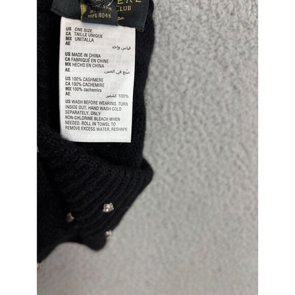 Charter Club Womens Black Cashmere  Beanie Embellished  Rhinestones One Size NWT